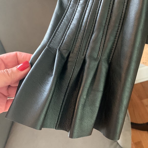 MADISON MARCUS Designer Genuine leather black ruffle pleated jacket M Nordstrom - Picture 3 of 11